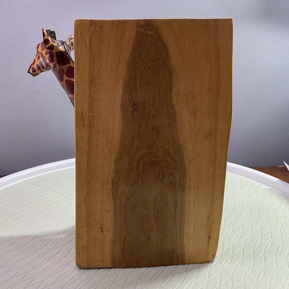 Giraffe Book End Wooden Hand‎ Carved - Safari Jungle Animal Nursery 8